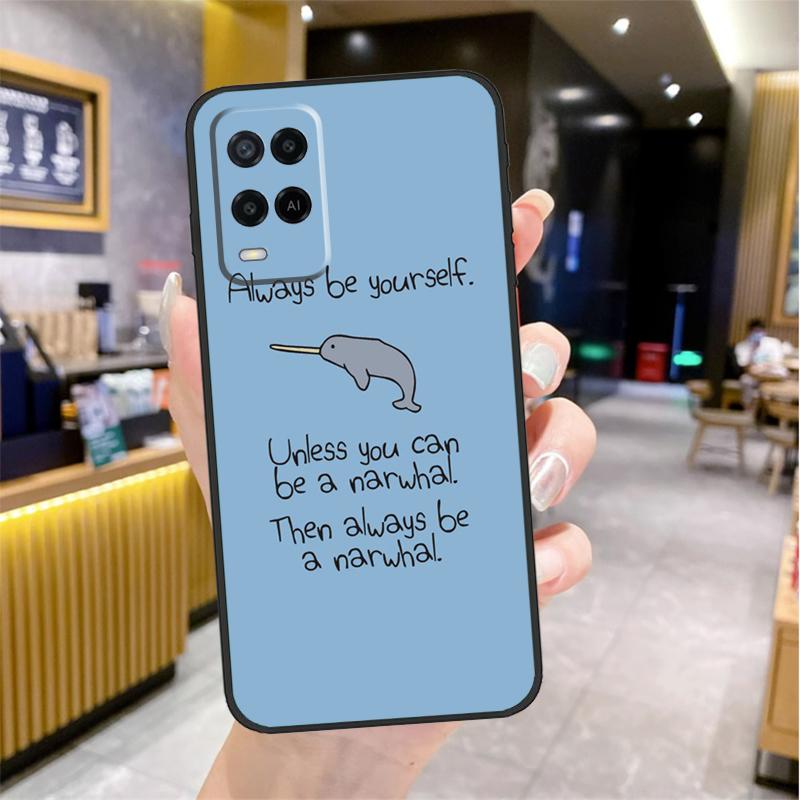 Cute Sea Narwhal Quotes Case For Oppo A74 A54 A94 A78 A98 A18 A60 A80 A40 A38 A58 A96 A76 A16 A15 A17 A57 A77 A5 Pro