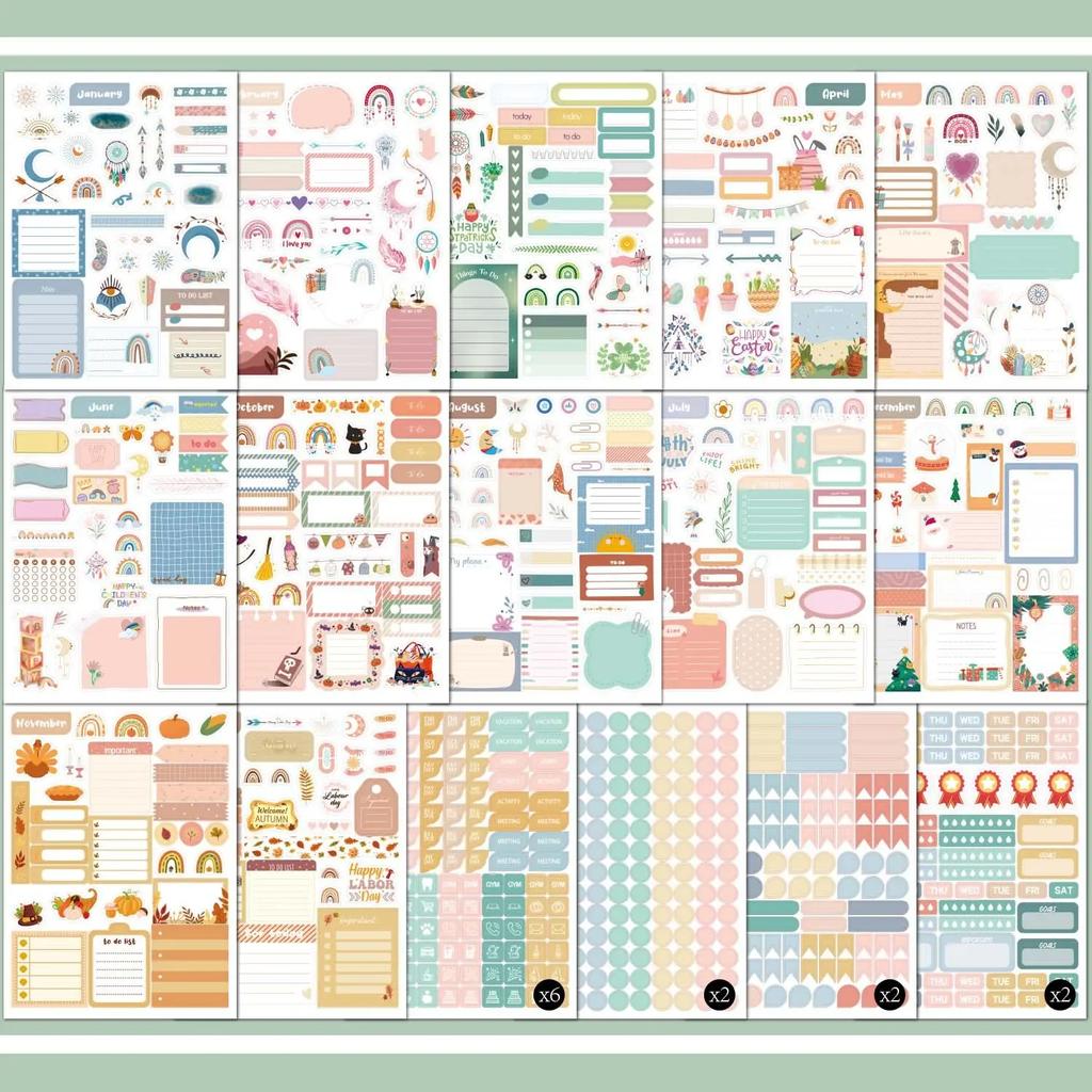 Plan Anual Autocolant Carte Scrapbooking Jurnal Caiet Calendar Planificator Etichetă Autocolant Desene Animate Model Număr Data Diy Deco