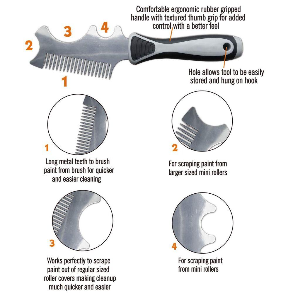 4 in 1 Paint Brush Comb Thickened Stainless Steel Tool Rollers Cleaning