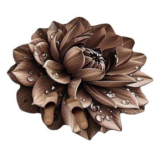 Flower Floor Rug Non-Slip Absorbent Bathroom Mat Decorative 3D Realistic Pattern Floral Mat