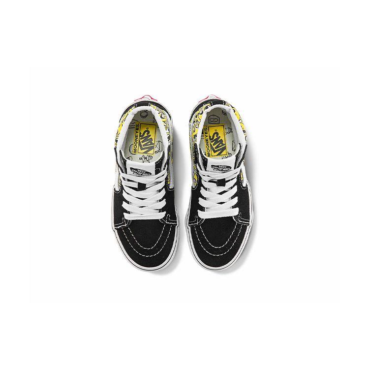Vans Mooneyes X  Sk8 Casual High-Top Skate Shoes Kids Sneakers Black White Yellow VN0A5DXNY23