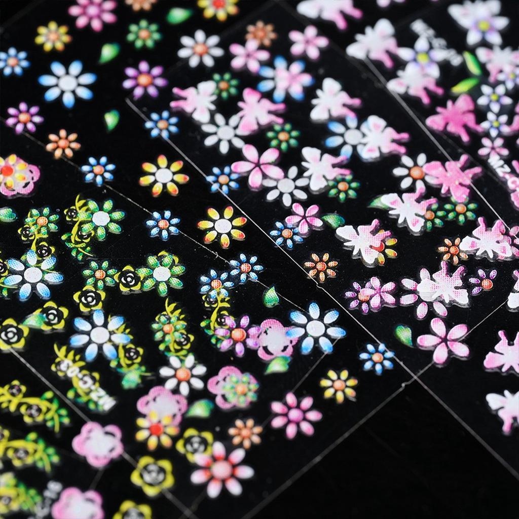 A Set Of 30 Fresh And Cute Small-sized Children's Nail Stickers With Colorful Little Flowers.