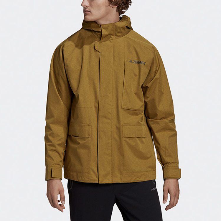 adidas Outdoor Hiking Waterproof And Windproof Windbreaker Jacket Men's Earth Yellow GL7400
