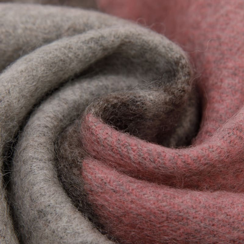 RECLOW RECLOW 100% Wool Two-Tone Pink Color Block Muffler
