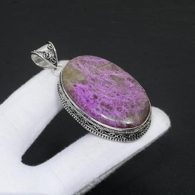Purpurite Gemstone Handmade 925 Sterling Silver Jewelry Pendant Natural Purpurite Oval Gemstone Antique Pendant Fine Jewelry For Gifts