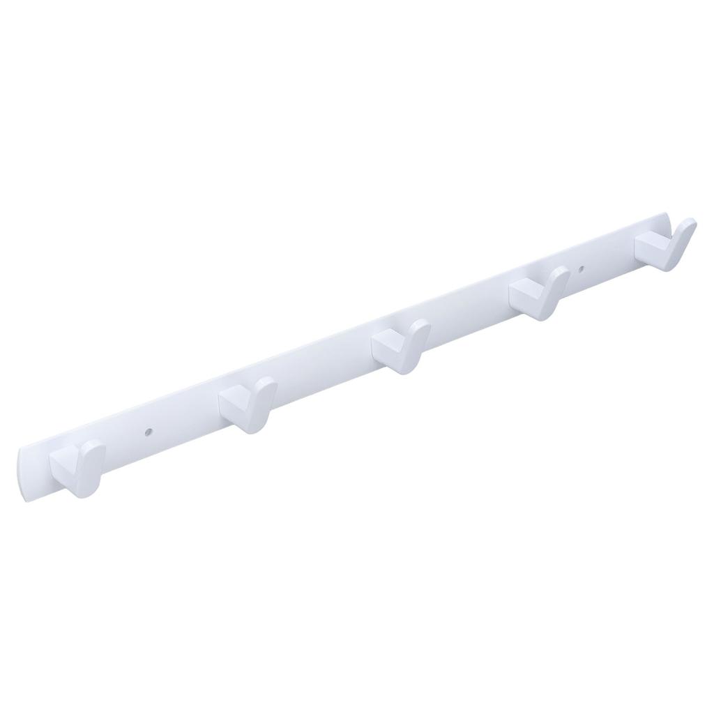 Wall Mounted Coat Rack Modern Stylish Coat Hanger Rack with 5 Hooks for Bathroom Living Room White