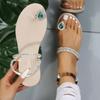 Fashion Women Summer Flat Rhinestone Flower Beach Slippers Comfy Clip Toe Lady Flat Beach Sandals Casual Female Flip Flops Zapatos Mujer