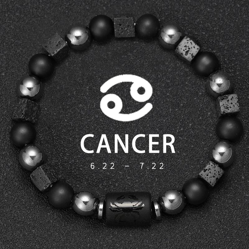 Bracciale da Uomo in Pietra Vulcanica Naturale Bracciale 12 Segni Zodiacali Vergine Capricorno Toro Acquario Sagittario Cancro Ariete