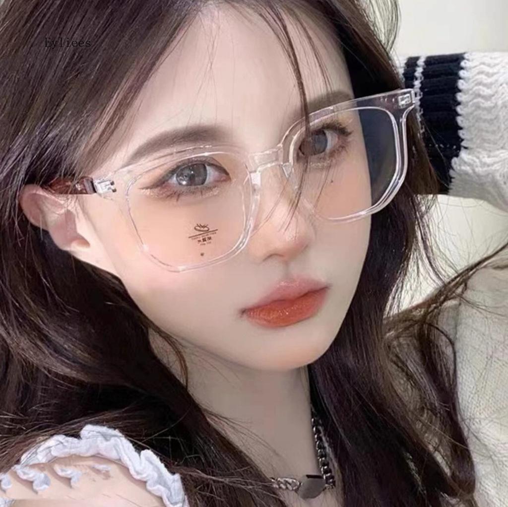 Trendy Anti Blue Light Wooden Grain Leg TR90 Myopia Glasses, Men Women Big Square Blue Ray Blocking for Computer Glass Frames