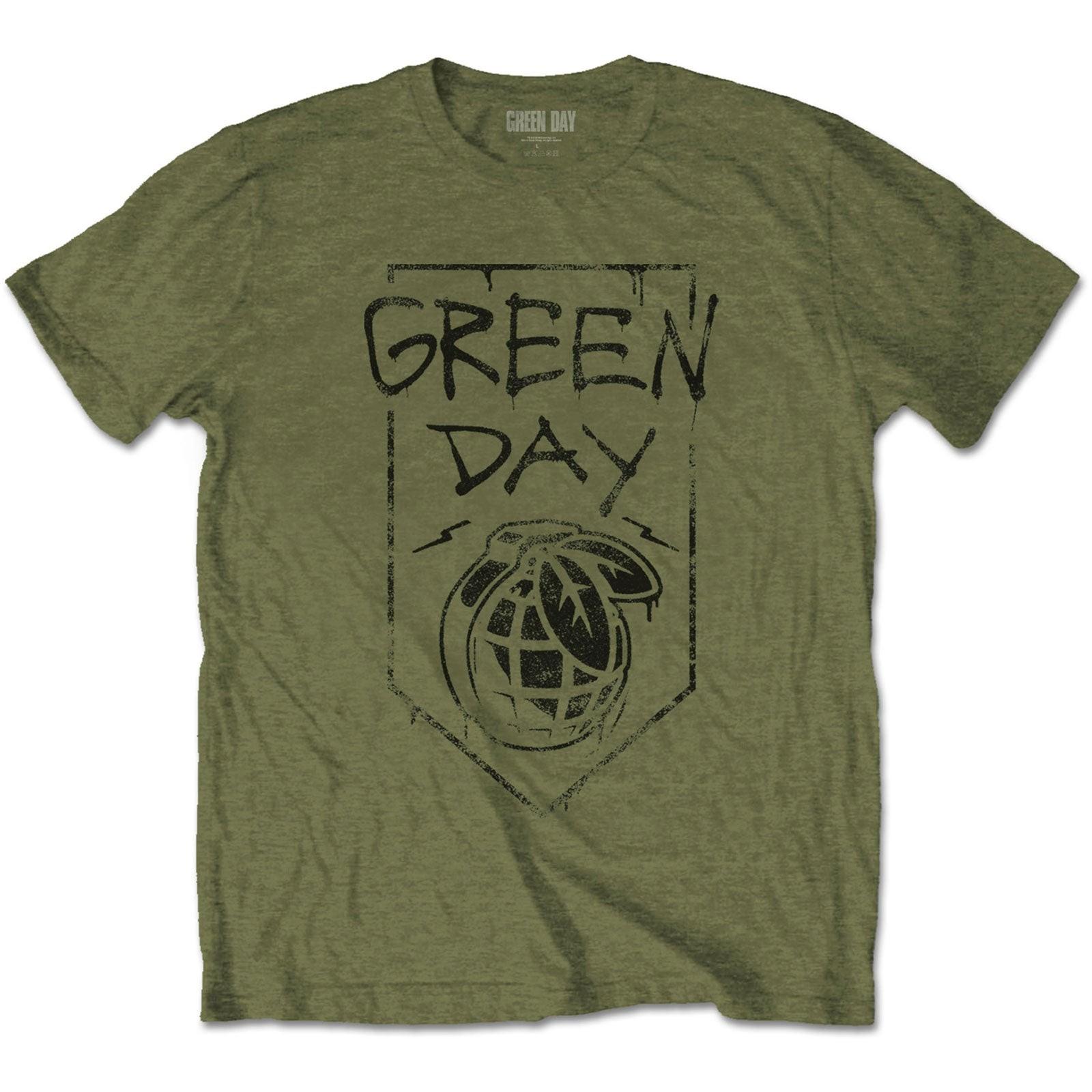 New Green Day T-Shirt: Organic Grenade OFFICIAL military green L