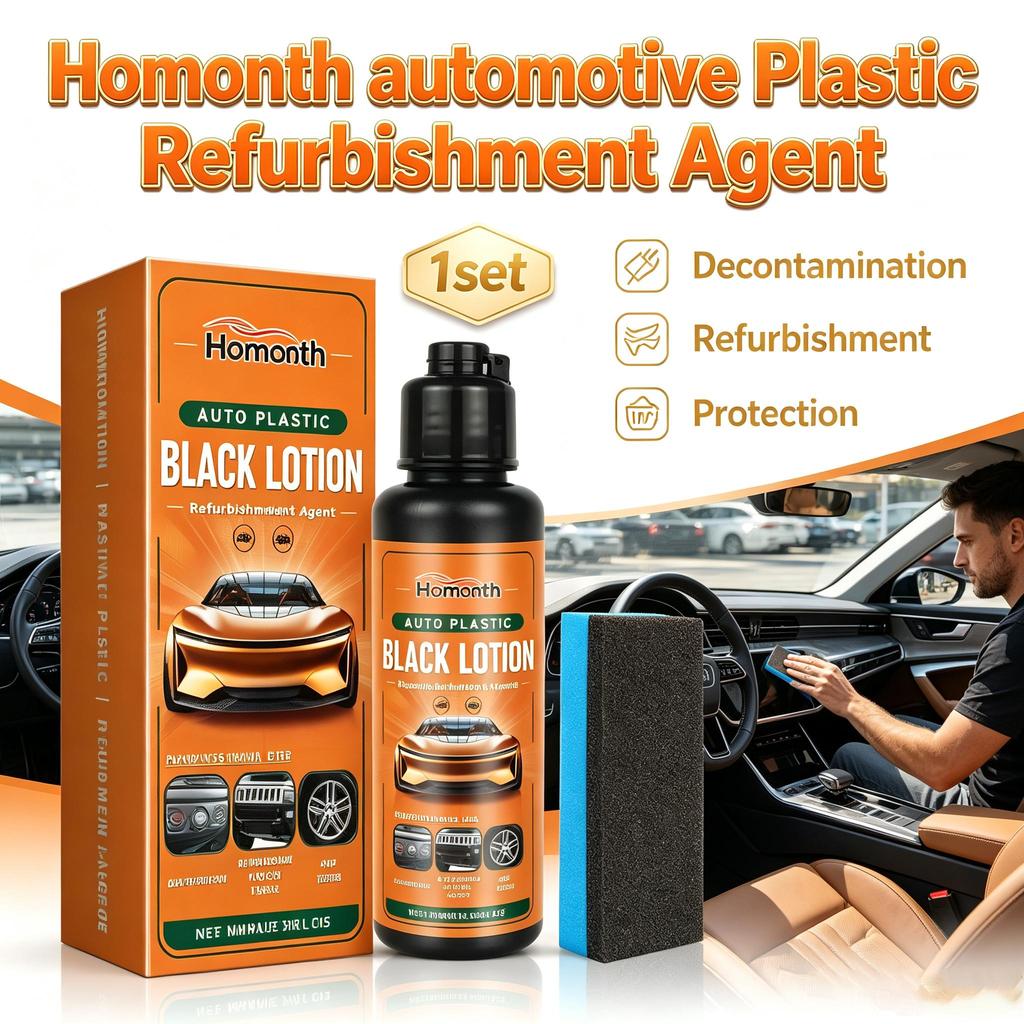 Homonth automotive plastic refurbishment agent interior accessories stains clean decontamination black bright care plastic refurbishment agent 1set