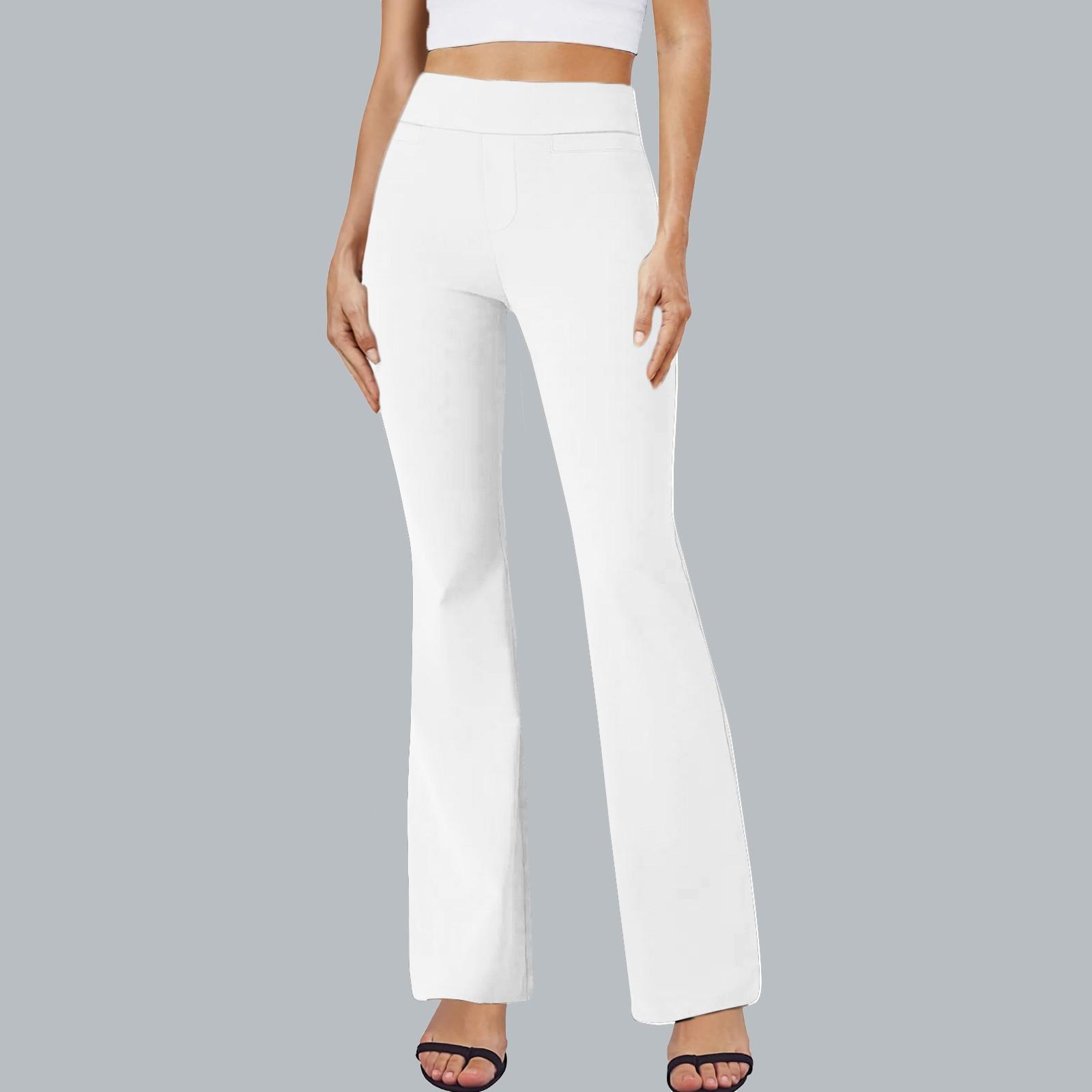 

Женские брюки летние повседневные расклешенные рабочие брюки с высокой талией и карманами повседневные брюки L белый