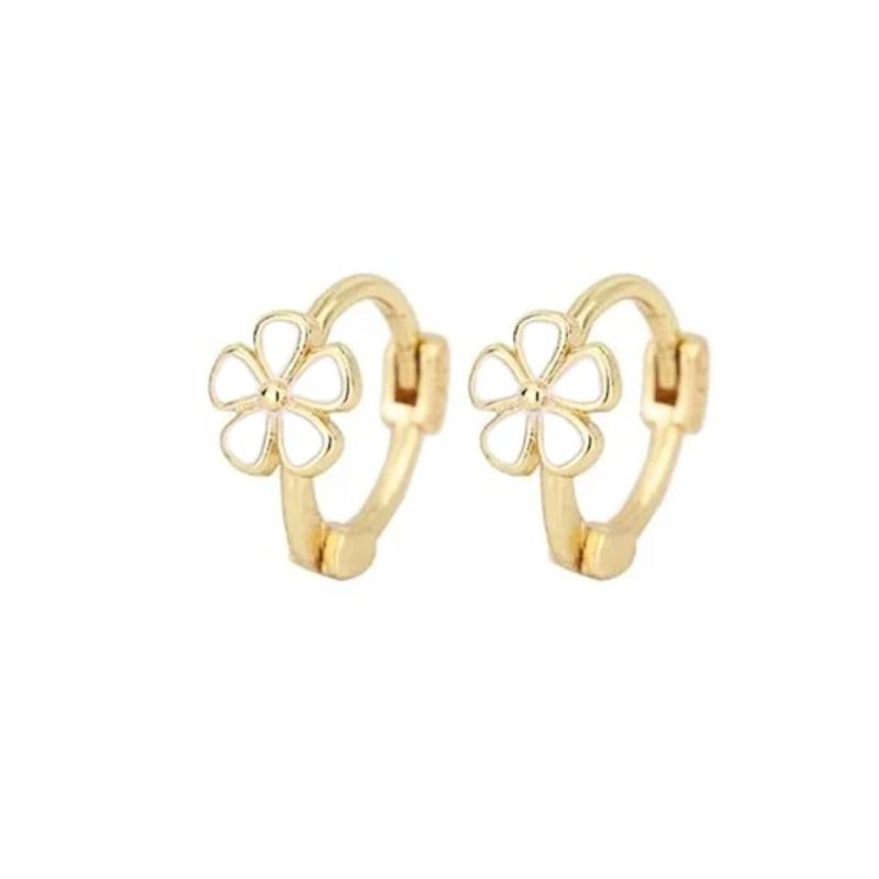 

CAOSHI Unique Design White Flower Circle Earrings for Women Gold Color Daily Wear Simple Stylish Zircon Party Accessories Gifts