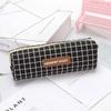 School Supplies Geometry Grid Stationery Bag Pencil Pouch Canvas Pencil Case Pen Case Pen Holder