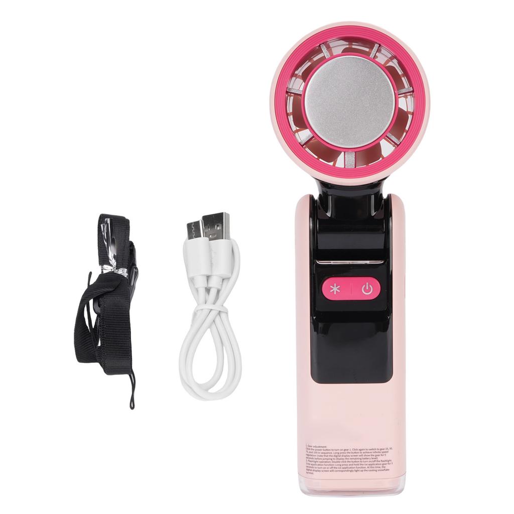 Ice Cooling Handheld Fan Rechargeable LED Digital Display 100 Speed Foldable Hand Turbine Fan with L