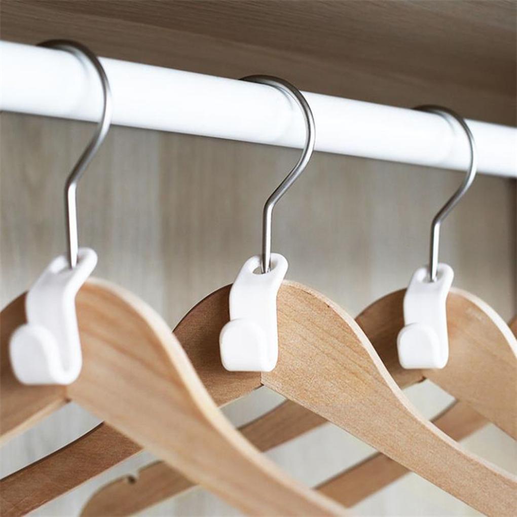 6Pcs Plastic Multilayer Hanger Connector Hook Household Space Saving Cascading Clothing Wardrobe Hanger