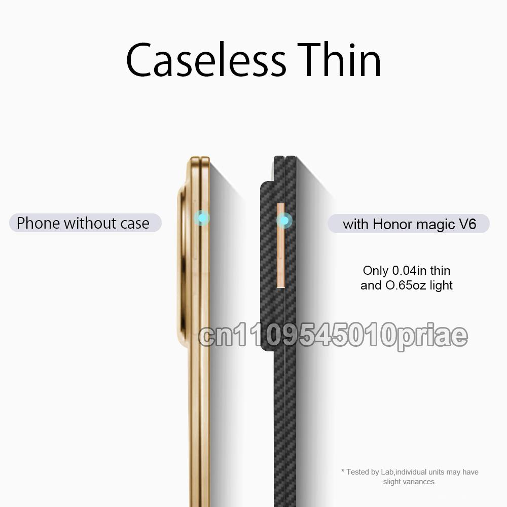 For Honor Magic V6 Carbon Case 600D Kevlar Fiber Aramid Fiber Fabric Ultra Thin Hard Cover Magnetic Black Slim Light Red Premium