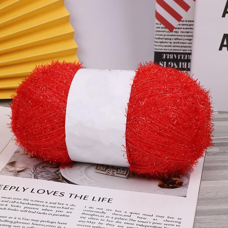 

50 г Блестящая акриловая пряжа с люрексом Высококачественная пряжа для вязания Премиальное стекло Прочная Пряжа Удобная для вязания красный