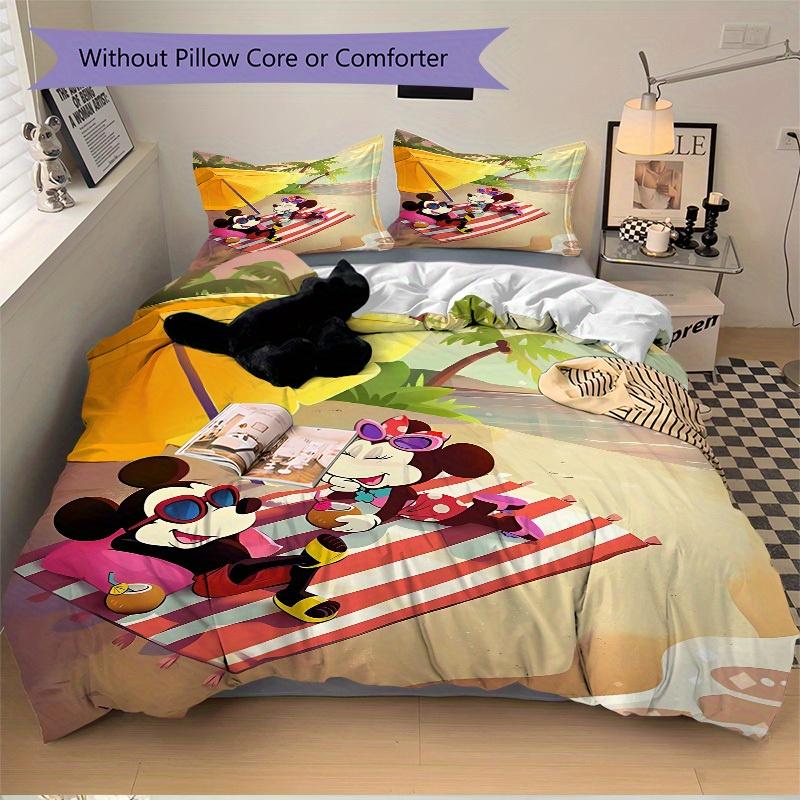 3pcs Set Mickey Beach Vacation1pc of Quilt Cover+2pcs of Pillowcase, No Core, Print Bedding, All Seasons Bedroom Setting103