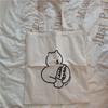 Korean Ins Niche Design Cute Cartoon Fun Pattern Thin Cotton Grey Cloth Bag Canvas Single Shoulder