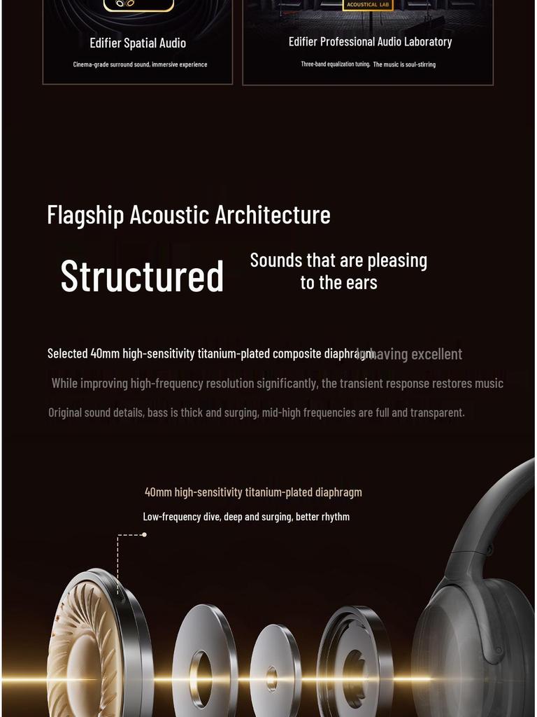 Edifier MT6PRO Bluetooth Noise-Cancelling Over-Ear Headphones for Gaming and Computer Use