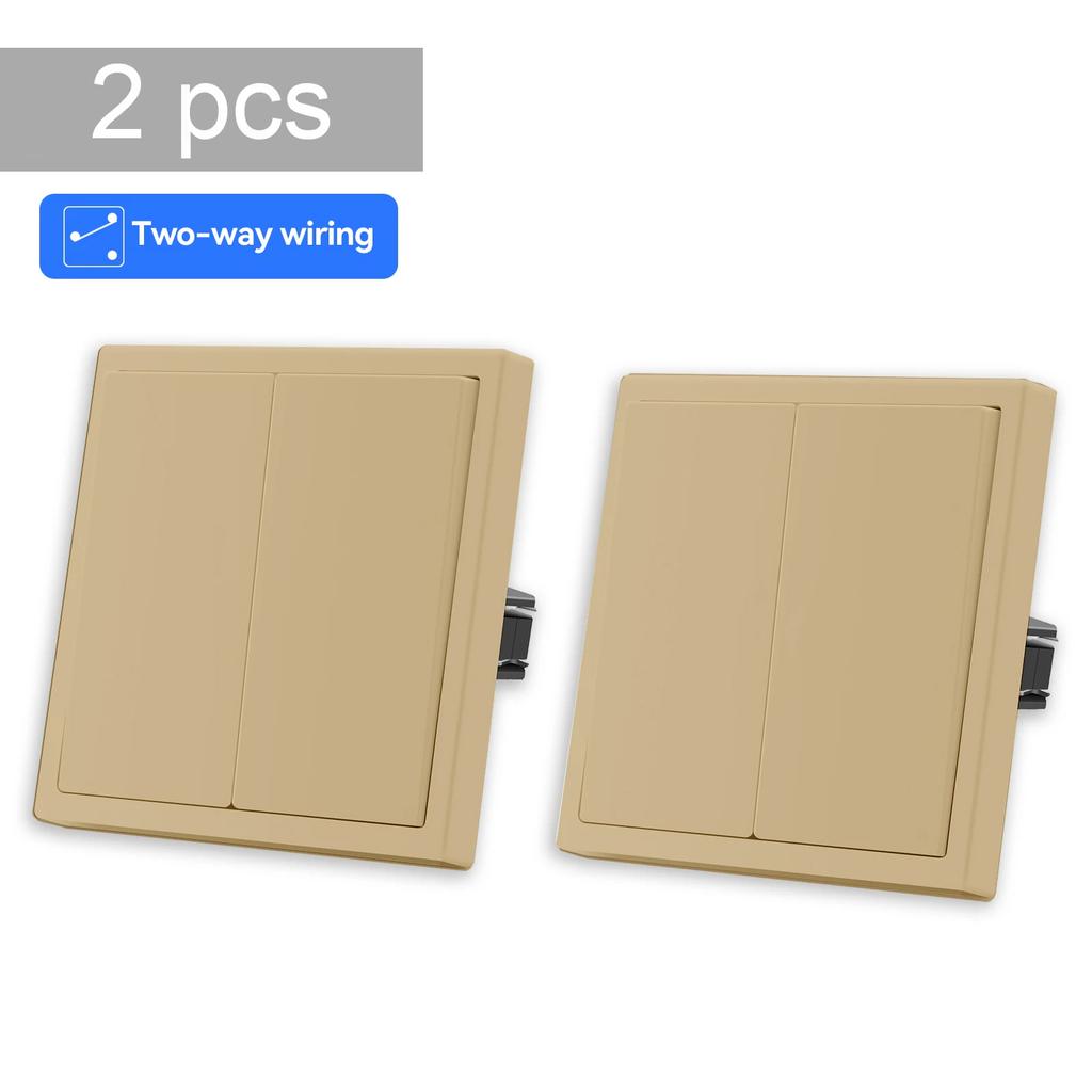 BSEED Interrupteurs Muraux 1/2 Gang Va-et-Vient Interrupteurs d'Escalier Grands Boutons Mécaniques Cadre en Plastique 220V Blanc/Noir/Gris 10A