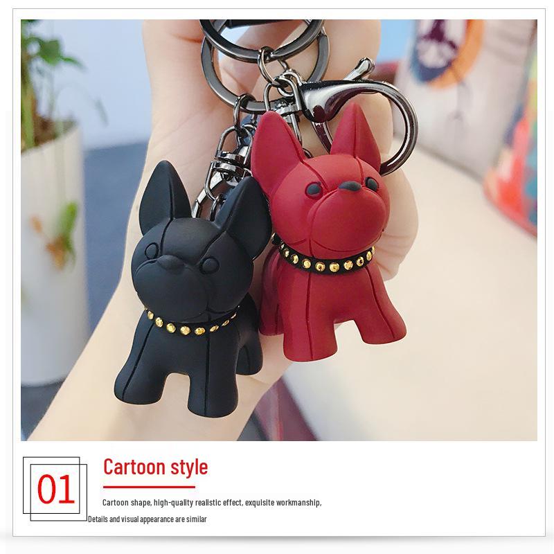 Charming French Bulldog Resin Keychain: Stylish Cartoon Pendant Accessory