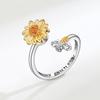 Anneaux Spinner Tourniquet Tournesol Cristal Brillant et Abeille Pour Femmes Anti Anxiété Contrôle Anti Stress Anneau Rotatif Cadeau Filles