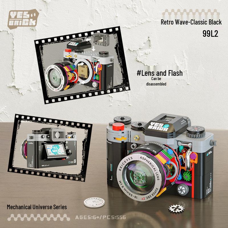 Vintage SLR Camera Model Compatible with LEGO Bricks – Educational Assembly Toy