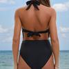 Women's New Solid Color Breast Top High Waist Slim Sexy Two Piece Bikini Swimsuit
