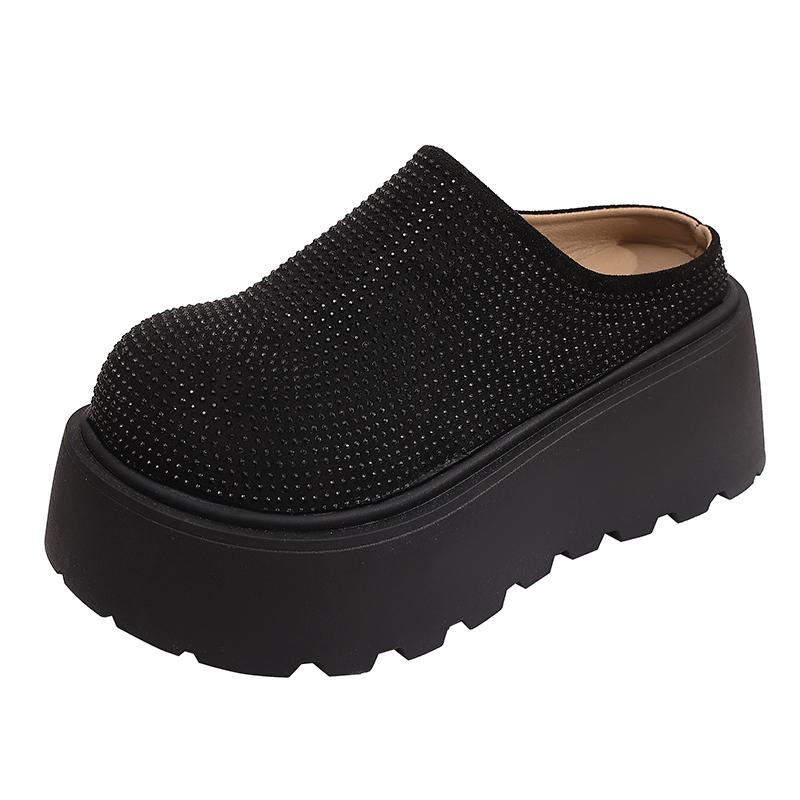 Platform Women Slippers Crystal Flats Slingback Mules Shoes Autumn Fashion Deigner Shoes 2025 Classic Casual Chaussure Femme