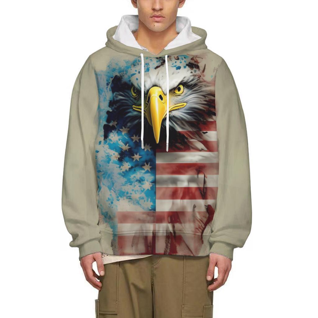 Fashion American Flag and Eagle 3D Printing Hoodie Men Casual Sweatshirt Harajuku Streetwear Long Sleeve Pullover