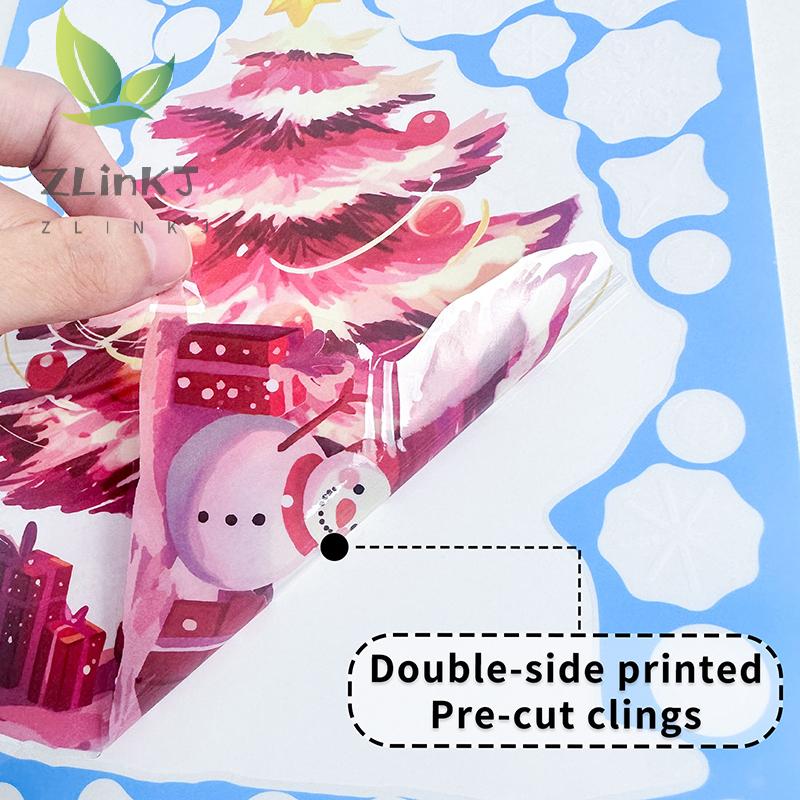 Kreativa juldekaler, Färgglada julgranar, Fönsterdekaler, Snögubbar, Snöflingor, Statisk elektricitetsdekaler