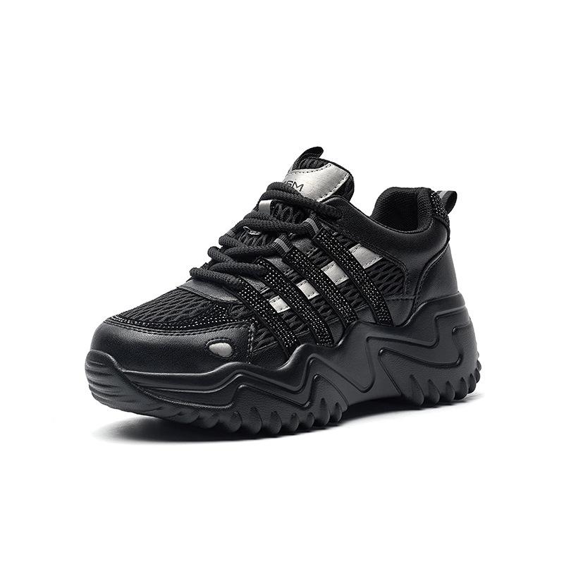 Autumn new mesh fashion thick sole height cm versatile women s leisure sports little white shoes 34