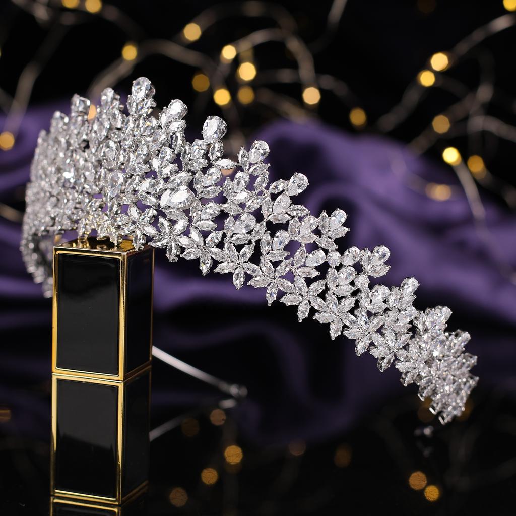 Echsio Women Tiara Rhinestone Crystal Crown Wedding Bridal Jewelry Hair Accessories for Queen Guaranteed Crown BC6144