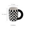 Black Chessboard Ceramic Mug with Slanted Handle, 380ml