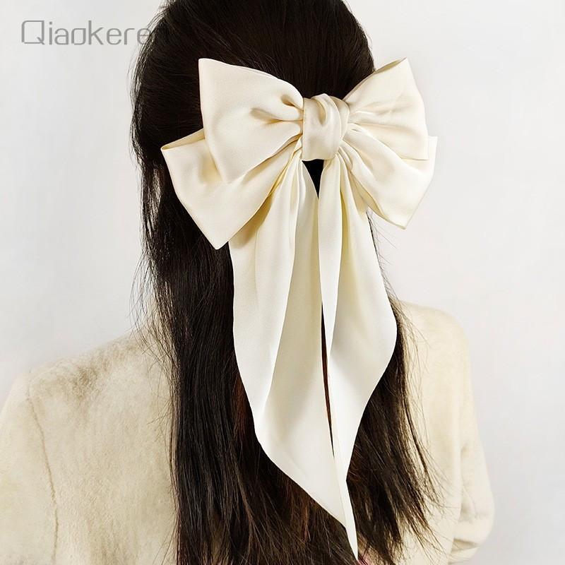 1/3 Pcs Fashion Solid Silk Bow Ribbon Hair Clips For Women Girls Party Hair Accessories