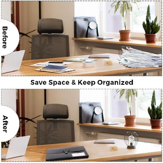 SKYDUE Expanding File Folder, Accordion File Organizer with 13 Pockets for A4/Letter Sized Paper, Accordion Folder with Labels - Document Receipt