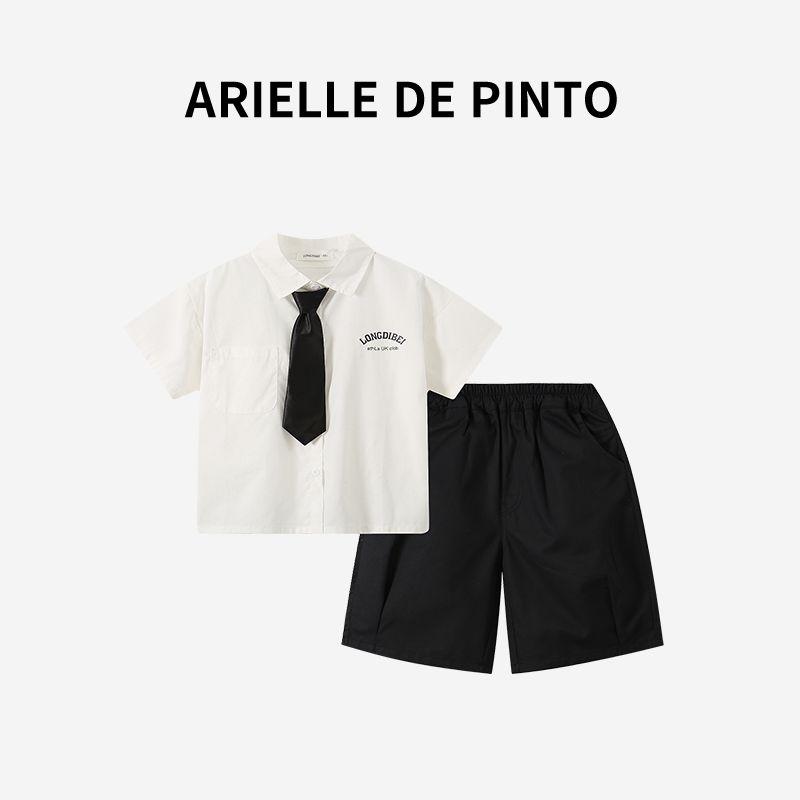 French Arielle De Pinto Boys  Summer Outfit 2026 New Fashion Casual Boys  Student Outfit White 110
