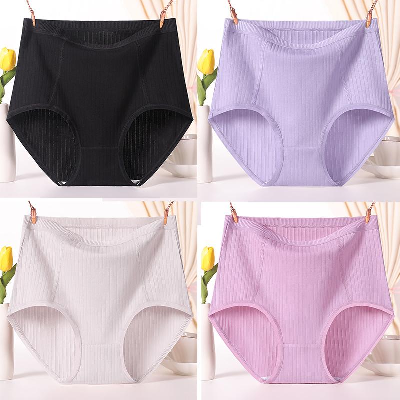 Plus Size Women's Red Middle Aged Mom Cotton High Waisted Panties