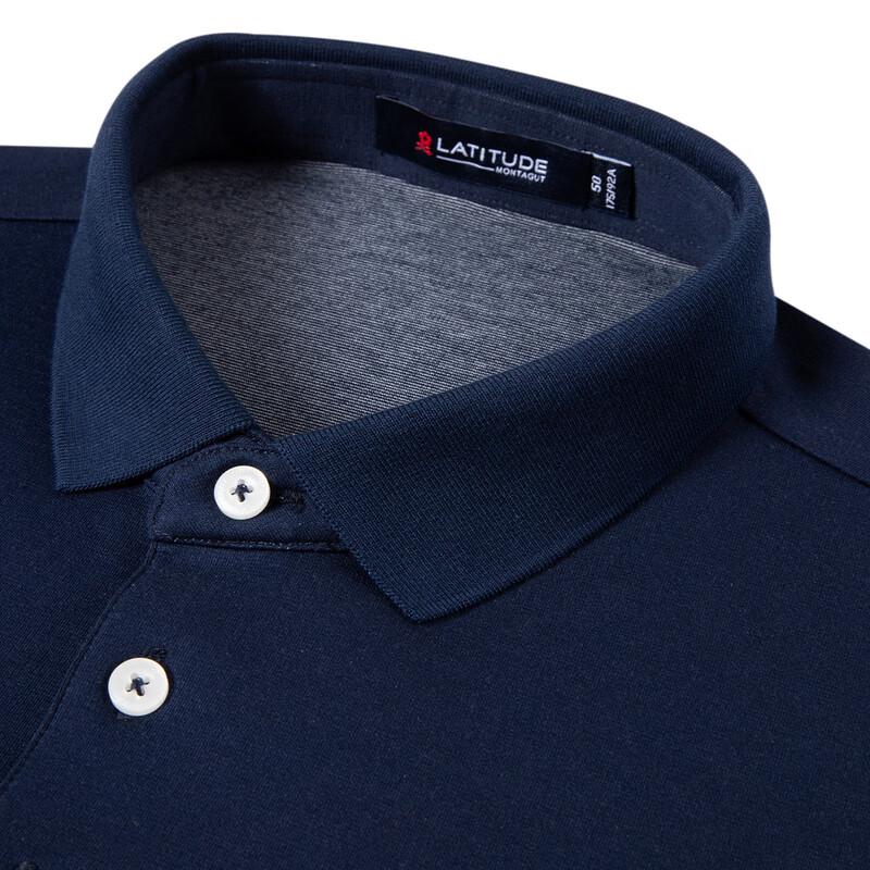 MONTAGUT Men's Cotton Soft Striped Long Sleeve Polo Shirt