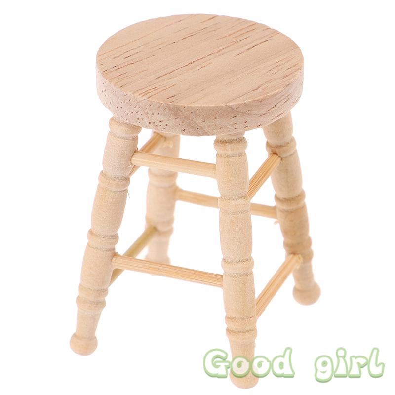 Sale Mini Furniture Dollhouse Simulation Wooden Stool Model Living Room Toy Doll House Furniture Accessor Miniature Kid Toy