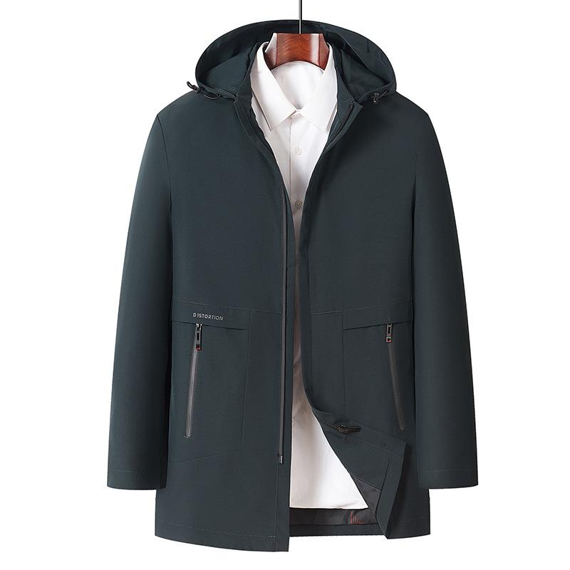 Męska kurtka wiosenno-jesienna dla mężczyzn w średnim wieku, strój taty, kurtka z kapturem zapinana na zamek, odporna na zużycie, casualowa