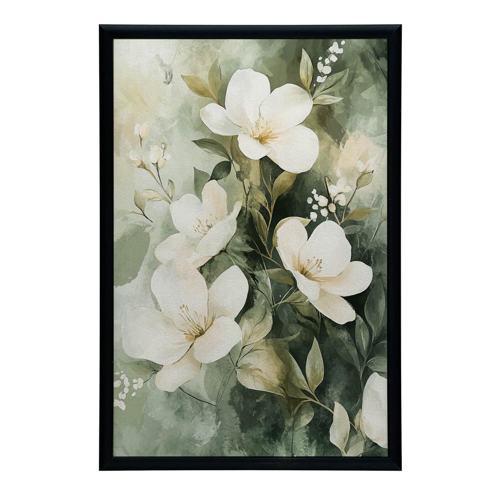 Floral Bouquet On a Green Background Floral Bouquet On a Green Background, 50X70 Cm, Frameless, Premium Canvas On Stretcher