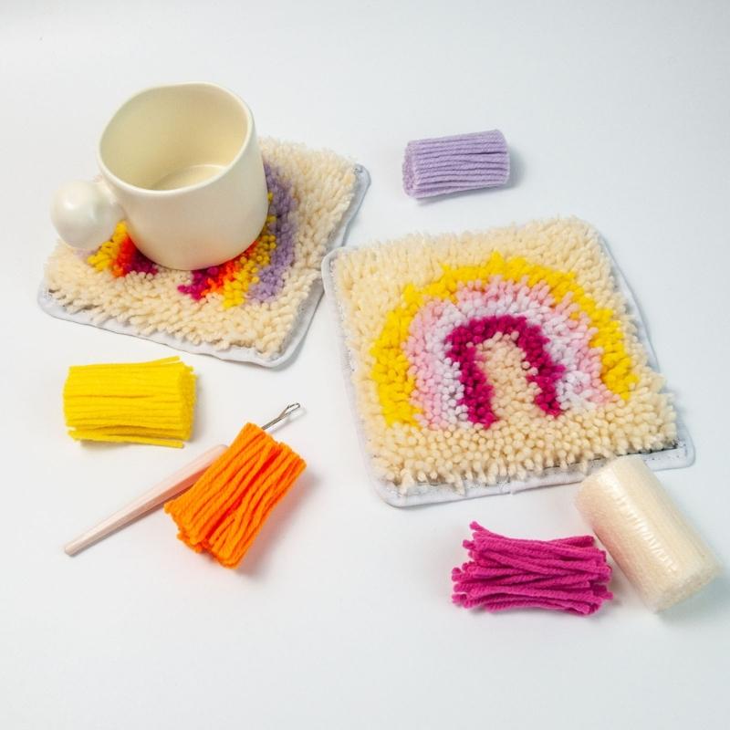 Latch Hook Kits with Printed Canvas 6X6 Inch Handmade Arts Coaster Festival Gift