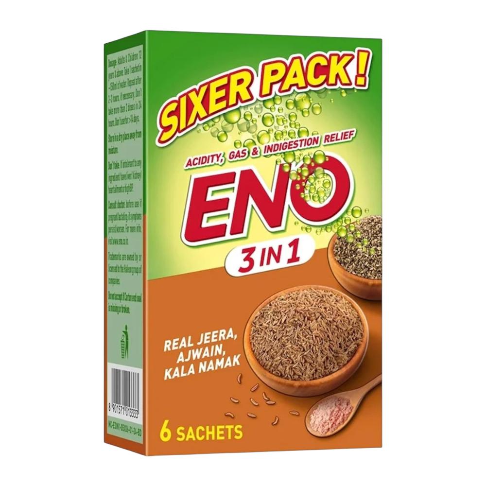

Eno 3 In 1 Fruit Salt Sachets Real Jeera Ajwain Kala Namak 30g 6 Sachets X 5 g each Fast Relief Refreshing Antacid Powder
