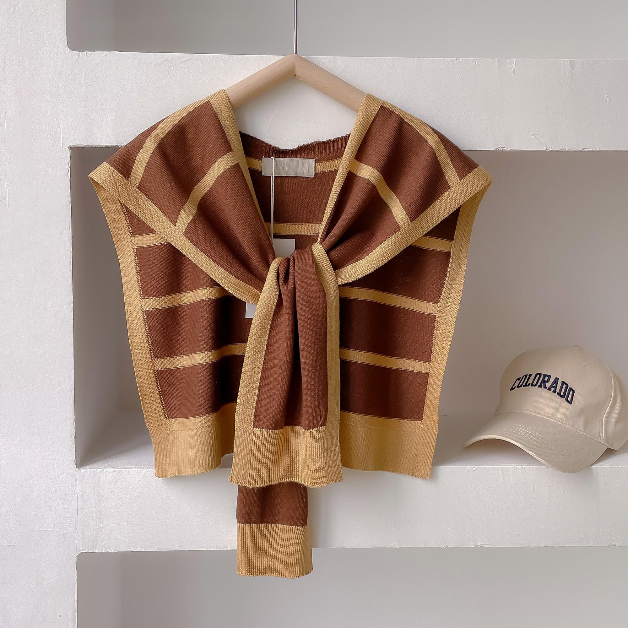 

Korean Knitted Shawl Summer Air Conditioning Fake Collar Neck Knit Thin Knotted Cape Shoulder Scarf For Women Fashion