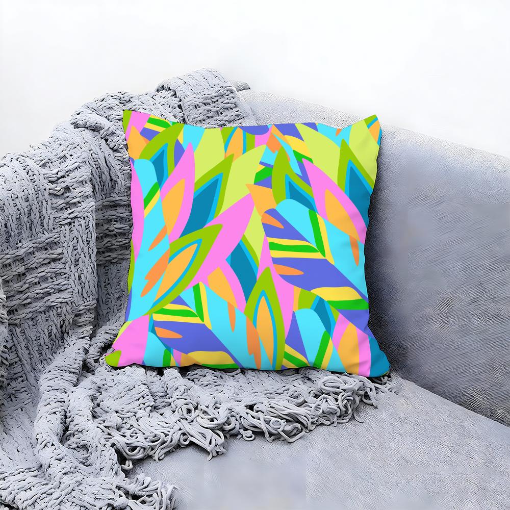 Abstract Colorful Pattern Cushion Cover Premium Comfort Reversible Pillow Cove -Two in One Design for Any Room & Car Interior
