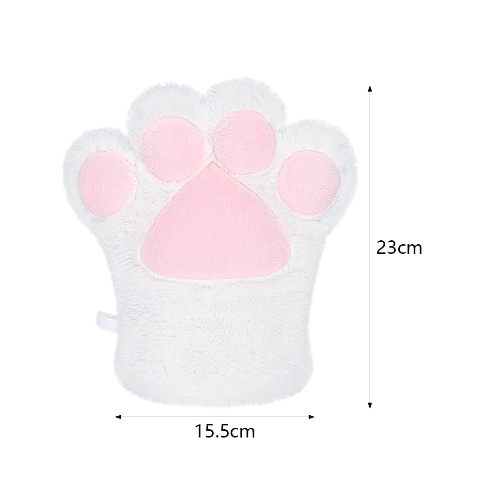 LONTG Cosplay Halloween Cute Cat Bear Paw Panda Gloves with Paw Fluffy and Warm Animal Gloves for Adults and Cosplay Winter Funny Cold Weather White