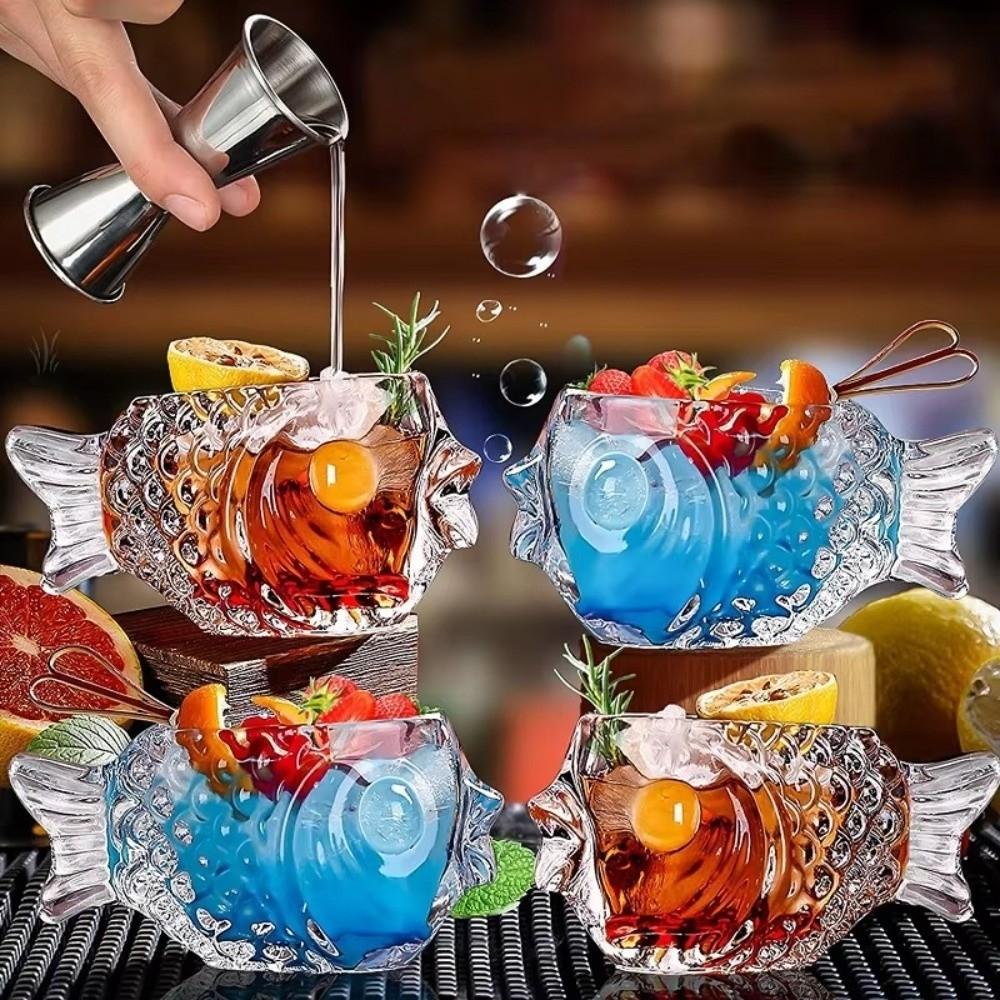 Thick Fish-shaped Glass Transparent Wine Glass Drinkware Pufferfish-shaped Glass Cup Party